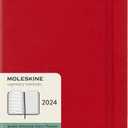 Moleskine Classic 12 Month 2024 Weekly Planner, Hard Cover, Large (5" x 8.25"), Scarlet Red