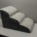 DUMOS Dog Stairs Ramp for Small Dogs and Cats, 4-Step Curved Pet Dog Steps with High-Density Foam for Puppy and Older Cats, Indoor Non-Slip Pet Ladder Ramp Stairs for Couch, High Beds, Sofa, Car, Grey (Round-19.69"Height)