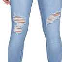 Floerns Women's Ripped High Waist Skinny Jeans Distressed Stretchy Curvy Denim Pants (Large, Skinny Light Blue)