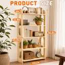 5-Tier Solid Wood Bookshelf, Sturdy Wooden Bookshelves,  5-Tier (51.2"H x 23.6"W)