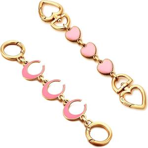 ZLSPTK 2Pcs Bag Extender Chain Heart Moon Purse Strap Extenders for Handbags Purse Extender Chain Gold Purse Strap Replacement Pink Purse Accessories Bag Charms for Handbags Purse Making Supplies,Ad Pink Purse Strap Extender