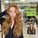 KooKaStyle Invisible Wire Hair Extensions with Transparent Headband Adjustable Size 4 Secure Clips Long Wavy Highlight Hairpiece 20 Inch Medium Reddish Blonde for Women