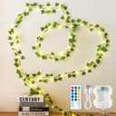 Vines with Fairy Lights,13ft Ivy Garland String lights with Remote,40 LED Fake Leaf lights USB/Battery Operate for Dorm,Bedroom,Wall,Celling,Curtain,Photo, Wedding,Christmas Decor(Warm White) (40LED-Cooper wire)