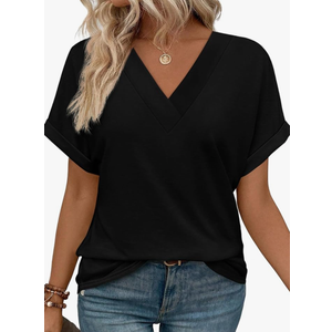Womens Summer Tops Short Dolman Sleeve Shirts 2025 Fashion V Neck Outfits Clothes, S