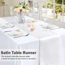 P Pothuiny 12 Pcs White Satin Table Runner 12 x 72 Inch Long Smooth Wedding Table Runners for Banquets, Graduations and Birthday Party Decoration