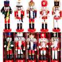 AMOR PRESENT Christmas Nutcracker Ornaments Set, 5.5 Inch Hanging Decorations Wooden Nutcracker Soldiers for Christmas Tree Gift Shelves Table Decoration (Red)