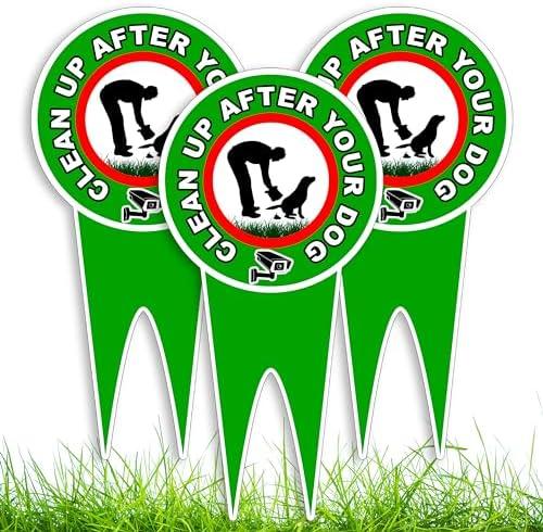 6 PC Clean Up After Your Dog Signs, 12x6 DS Dibond No Pooping Dog Signs for Yard
