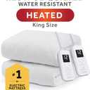Sunbeam Electric Premium Water Resistant Restful Quilted Heated Mattress Pad, 12 Heat Settings, 12-Hour Selectable Auto Shut-Off, Fast Heating, Cozy Warming Bed, King, 76" x 80"