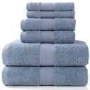 Boyuansi Luxury Bath Towels Set for Bathroom 6 Piece 2 Bath Towels 2 Hand Towels 2 Wash Cloths for Showering, 100% Cotton Clearance Quick Dry Towel Thick Soft Decorative Towels (Blue Grey Towel Set)