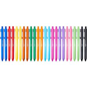 Amazon Basics Multi Colored Ballpoint Pens for Smooth Writing, Assorted Colors, Retractable, 24-Pack