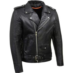 Milwaukee Leather SH1011 Men's Classic Brando Premium Leather Black Motorcycle Riders Leather Jacket w/Side Laces (X-Large)