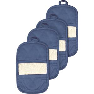 Ritz Premium Pot Holders & Heating Pads (4-Pack), 8.5" x 5.5", Heat Resistant, 100% Cotton Terry-Looped Pocket, for Kitchen and Barbeque, Federal Blue
