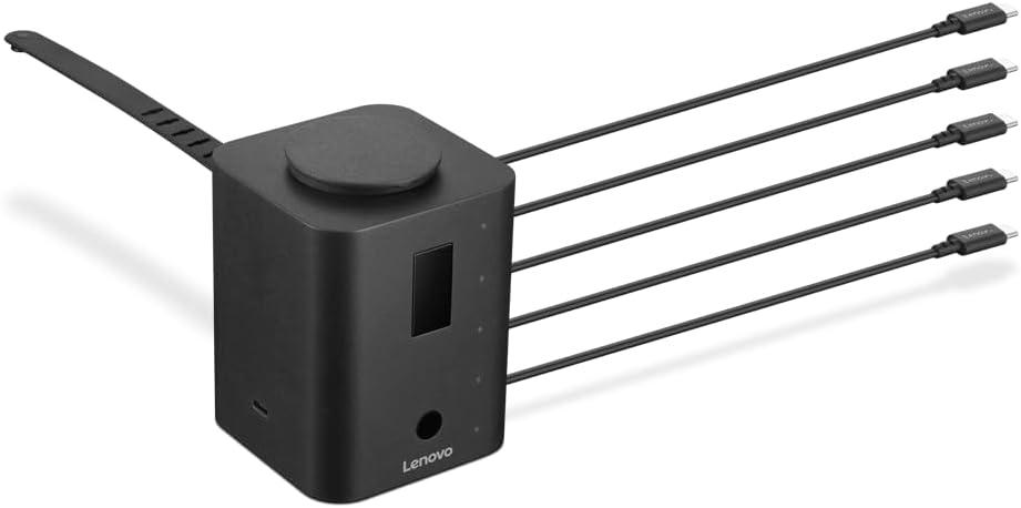 Lenovo Smart Charger, Designed for Chromebooks, Charge 5 laptops at Once and Monitor Their Battery Levels, Integrated 30cm USB-C Cables