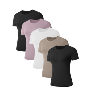 Pack of 4 Size M Pack Women's Short Sleeve Basic T Shirts Tees, Slim Fit Crew Neck Tshirt Summer Tops for Casual Workout Trendy Pack of 4 Size M Pack Women's Short Sleeve Basic T Shirts Tees, Slim Fit Crew Neck Tshirt Summer Tops for Casual Workout Trendy