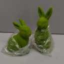2 PCS Moss Bunny Decorative Figurines Flocked Resin Easter Bunny Decor Green Moss Bunnies for Spring Indoor Table and Bookshelf Decorations Home Rabbit Decorations(Large Moss)