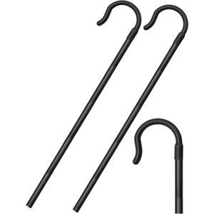 Poen Halloween Shepherd's Staff Hook Prop Costume 5Ft Tall Walking Cane Stick Plastic Crook Staff Shepherd Cosplay Accessory (Black)