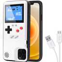 Game Console Case for iPhone,Dikkar Retro Protective Cover Self-Powered Case with 36 Small Game,Full Color Display,Video Game Case for iPhone 11/12/13/Pro/MAX/Mini/X/Xs/MAX/Xr/6s/7/8/Plus (White)