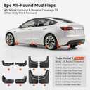 YONZEE 8-Pack Front and Rear Mud Flaps for Tesla Model 3 Highland 2024-2026 | Highly Durable Flexible TPE Splash Shield Guard, No Drilling Required, OEM Seamlessly, All Weather, Full Wider Wheel Coverage