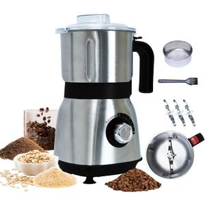 Grinder for Kitchen, Spice Grinder Electric Dry Comes With 3 Removable Stainless Steel Blades, 500w Suitable For Grinding Spices, Herbs, Coffee Beans, Grains, Nuts (Black)