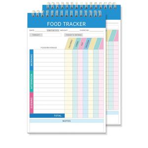 4 Pack Food Journal Diaries – Spiral-Bound (5.5" x 8.5"), 50 Double-Sided Page