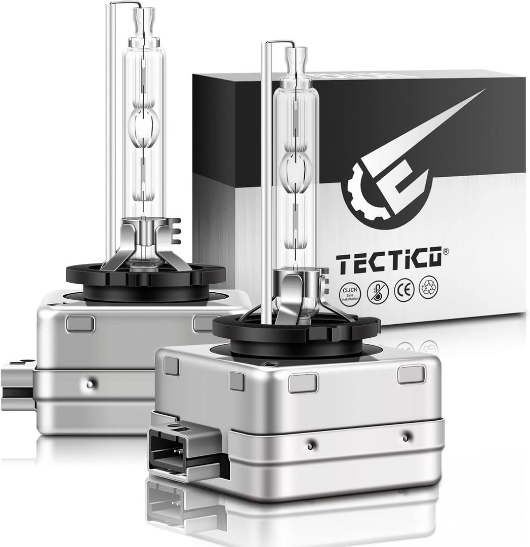 TECTICO 6000K D3S Xenon Hid Headlights Bulbs, 35W Diamand White 85122UB 66240 66040 Replacement Metal Stents Base For 12V car Pack of 2
