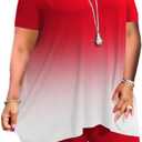 YeGine Women Plus Size 2 Piece Outfits Casual Short Sleeve Tunic Tops Shorts Sets Summer Oversized Tshirts Shorts Sweatsuits (Red, 5XL)