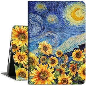 Case for iPad 9th Generation, for iPad 8th Generation Case, iPad 7th Generation case, for ipad case 9th Generation Multi-Angle View Adjustable Stand Auto Wake Sleep, Starry Night Sunflower