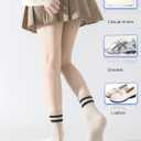 YUWELL Womens Striped Crew Socks, Cotton Cozy Casual Socks for Women 4 Pairs, Size 5-10