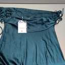 Summer Satin Spaghetti Strap Cowl Neck Backless Midi Dresses for Women Elegant Tie Low Back Ruched Cocktail Dress (X-Large, Deep Green)