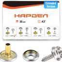 Hapden 105 Pcs Extended Version Canvas Snaps Kit, Heavy Duty Snaps, Stainless Steel for Fabric, Boat Cover, Tarps, DIY Projects Within 0.32, Cap Post is 0.43" Long