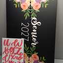 Mooliwe 2027 Senior Night Gifts 48 x 36 Inch Graduation Photo Trifold Display Boards Floral Picture Frame with Alphabet Stickers Picture Display Graduation Photo Frames Poster Boards