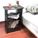 End Table, Cute Nightstands Small Tables for Small Spaces White Coffee Bedside StorageShelf for Office, Living Room, Bedroom (Black end Table)