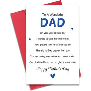 4 x Fathers Day Card for Dad from Daughter Son, Father's Day Dad Gift from Daughter Son Wife, Happy Father's Day Card Gift for Husband Dads Daddy Grandpa Fathers Day Decorations Dad Birthday Card Gifts