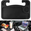 JUSTTOP Car Steering Wheel Desk for Laptop,Multipurpose Travel Car Accessories, Car Seat Stand Trays for Eating, Steering Wheel Under Table Console (Black)