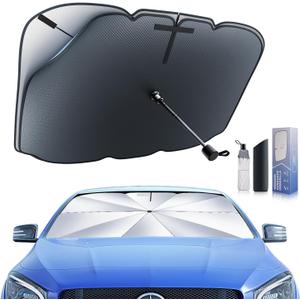 [2024 Upgrade] Car Windshield Sunshade Double Layer Umbrella-Hidden Umbrella Stand Foldable Visor for Auto Sedans, SUV, Truck