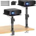 Height, Tilt & Swivel Adjustable Desktop Projector Stand Table for Aurzen Nebula XGIMI VANKYO Jinhoo AuKing Epson and Most Projectors. Desk Projector Stand Clamp on Desktop Wr Headphone Holder, 2 Pack Black
