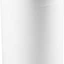 mDesign Small Round Plastic Trash Can Wastebasket, Garbage Container Bin with Swing Top Lid - for Bathrooms, Kitchens, Home Offices - 1.3 Gallon/5 Liter - White/Gold (Pack of 1)