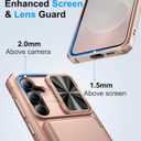 BXYJY for Samsung Galaxy S25 FE Phone Case Wallet, Card Holder (4-5 Cards), Slide Camera Cover, Military Grade Protection, Rugged Hard Women Girly Men Protective Case for Galaxy S25 FE 6.7", Rose Gold