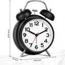 AKCISOT Loud Alarm Clock for Heavy Deep Sleepers, 4.5 Inches Analog Metal Twin Bell Clocks Battery Operated with Backlight for Bedroom Bseide, Old Fashioned for Desk Home Decoration (Black White)