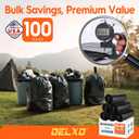 Delxo 55-60 Gallon Trash Bags, 100 Count 0.9 Mil Medium Duty Garbage Bags, Durable & Puncture-Resistant Plastic Bolsas para basura, Perforated Design Made in USA for Kitchen, Yard, Office (Black)