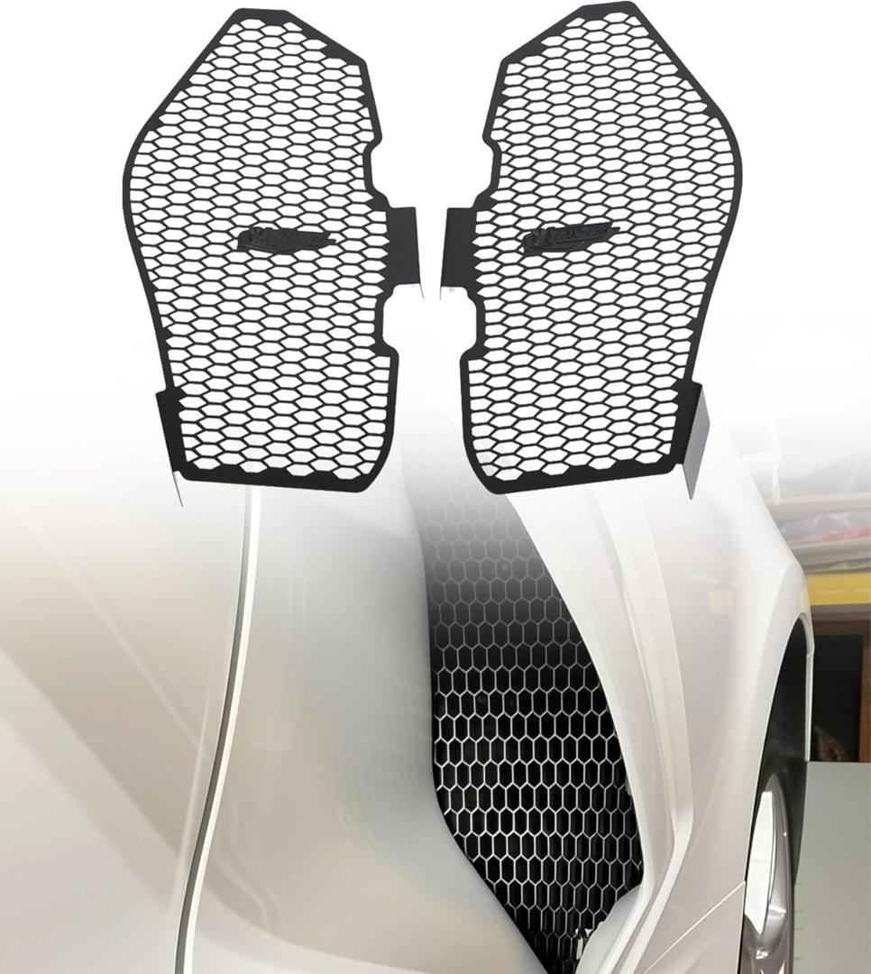 Black Aluminum C8 Side Intake Grille Guard Mesh Fit for Corvette C8 Stingray Z51 2020-2025 2PCS Side Intake Grille Guard Set Front Bumper Grille Grill Cover