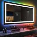 LOAAO 60”X30“ RGB LED Bathroom Mirror with Lights for Bathroom, Anti-Fog, Dimmable，Multiple Light Modes, RGB Backlit + Front Light, Memory Function, Tempered Glass