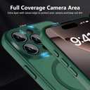 YFEMLAZ Magnetic for iPhone 16 Pro Max Case,with Screen Protectors X2,Full Camera Protection,Compatible with MagSafe,Translucent Matte,Anti-FingerprintShockproof Protective Phone Case,6.9",Green
