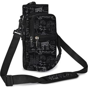 icolor Water Bottle Carrier Bag with Strap 25/32/40 oz Crossbody Bottle Holder with Phone Pocket Sling Sleeve Insulated Neoprene Water Bottle Pouch for Walking Travelling (TriompheArch)