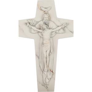 ShineOnAngel Holy Trinity Crucifix Wall Cross, 10inch Holy Cross Religious Modern Home Wall Decoration Hand Painted Marble Effect Religious Wall Dcor and Spiritual Gifts