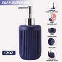 XLHOMO Resin Navy Blue Bathroom Accessories Set 5 Pcs, Lotion Soap Dispenser, Toothbrush Holder, Bathroom Tumbler, Qtip Holder and Vanity Tray, Bathroom Countertop Organizer Set for Modern Apartment