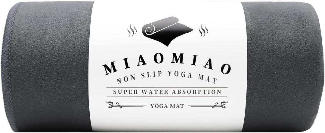 MIAOMIAO Non-Slip Hot Yoga Towel Set, Super Absorbent Microfiber in, 24.5" x 72" - Anti-Slip, Injury Free Design for Pilates, Yoga Mats, Exercise, and Fitness Gear (Carbon Grey)