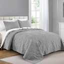 Pure Bedding Quilt Set Full/Queen Size Light Grey - Oversized Bedspread, Soft Microfiber Coverlet for All Season - Includes 1 Quilt and 2 Shams, Ocean Star Pattern,(Ocean Star-light Grey)