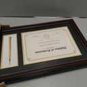 GraduationMall 11x17 Mahogany Diploma Frame with Tassel Holder for 8.5x11 Certificate Document,Real Glass, Black over Gold Mat