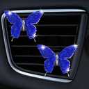Dotesy 2 Pack Bling Bling Butterfly Air Vent Clips Crystal Butterfly Car Air Fresheners Vent Clips Diamond Cute Car Interior Decor for Women (Blue)